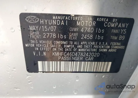 2007 Hyundai Azera Gls из США, поврежденный, VIN KMHFC46D47A242020